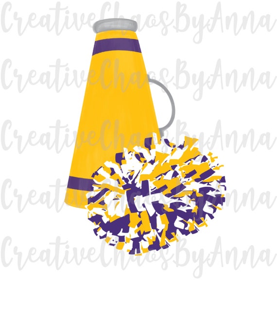 Cheer Megaphone Sublimation Png Purple And Gold Cheer Design Etsy