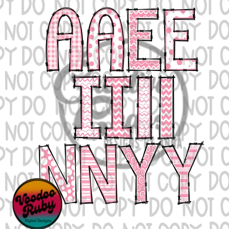 May include: Pink and white patterned letters spelling out "AEE II NY" in a hand-drawn style.