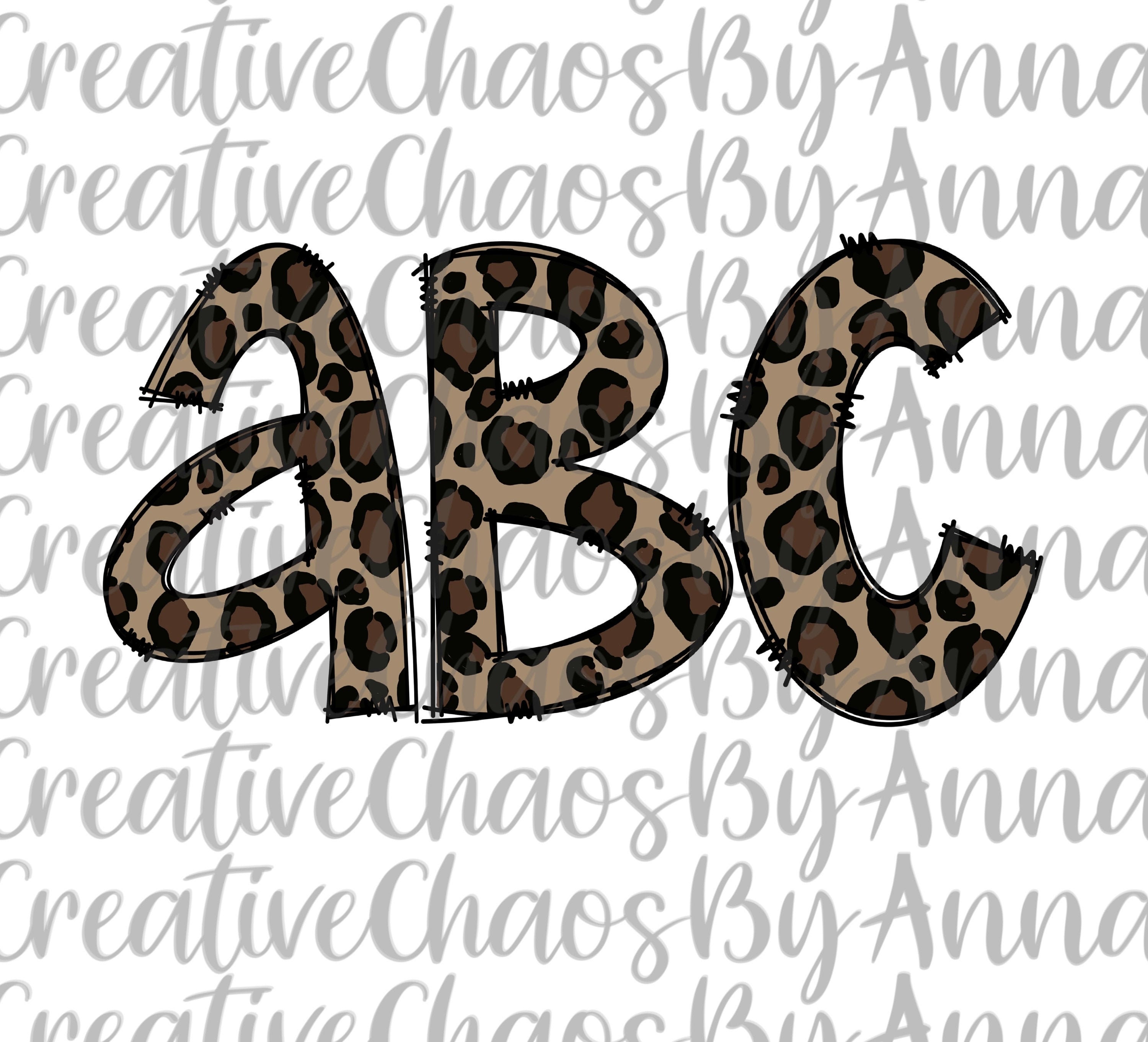 leopard doodle letters alphabet png doodle letters design etsy