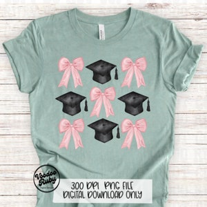 Pink Bow Graduation PNG: Hand Drawn Clip Art (Digital Download) image 2