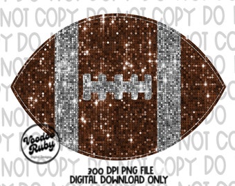 May include: A brown and silver glitter football with white stitching. The football is a digital download and is 300 DPI.