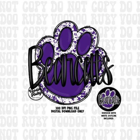 Bearcats Paw Print PNG: Football Mascot, Purple Design (digital
