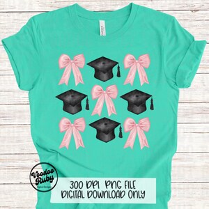 Pink Bow Graduation PNG: Hand Drawn Clip Art (Digital Download) image 6
