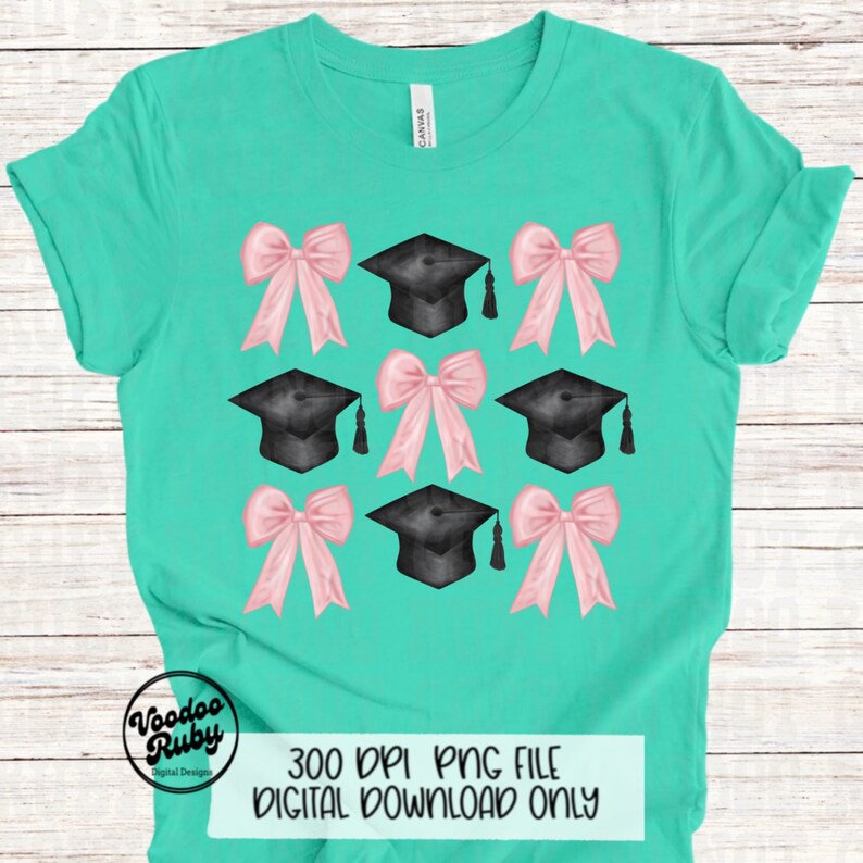 Pink Bow Graduation PNG: Hand Drawn Clip Art (Digital Download) image 6