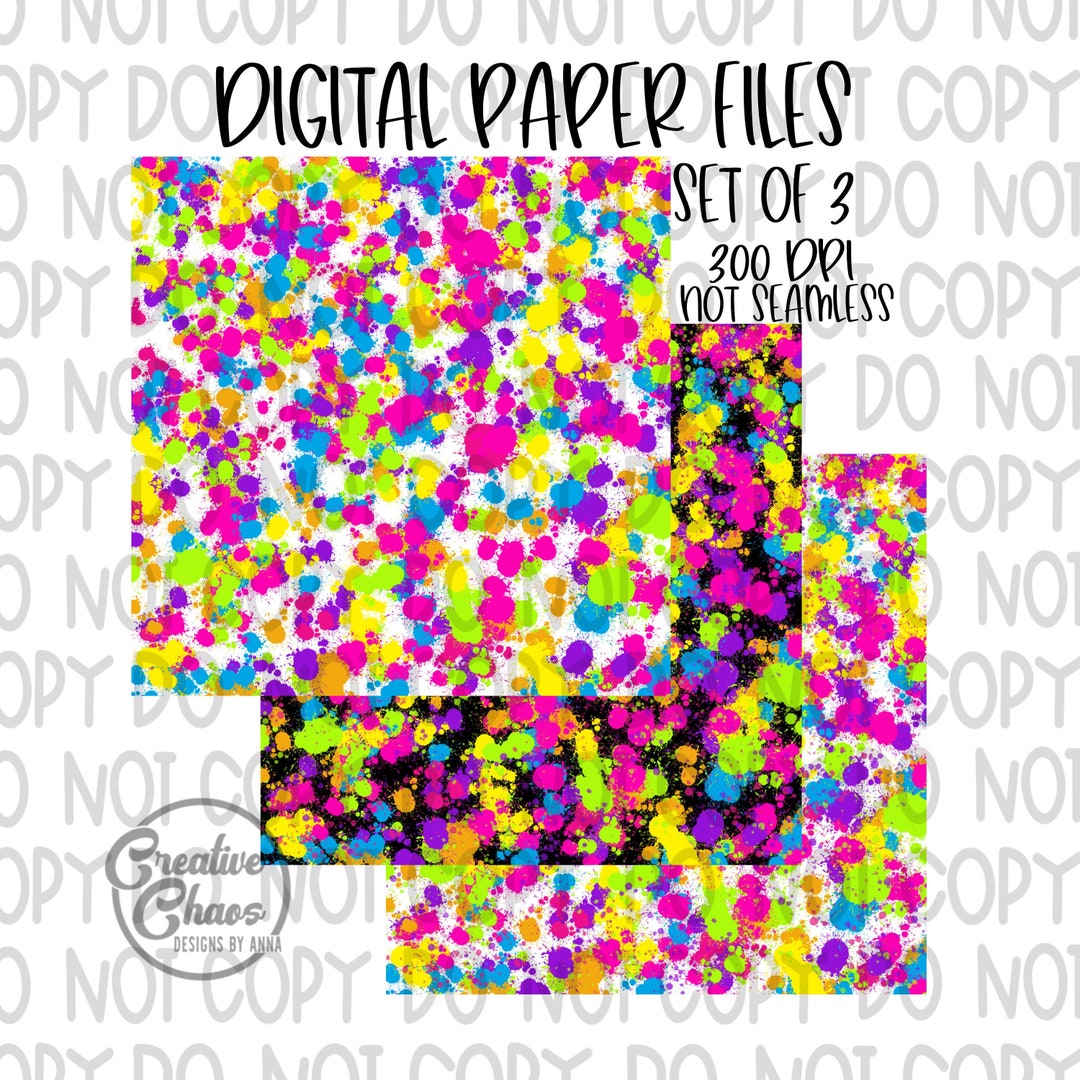 Neon Paint Splatter PNG: Hand Drawn Digital Paper (digital Download) - Etsy