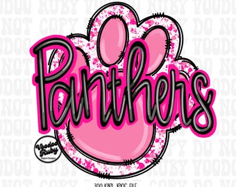 Pink Panthers Paw Print PNG: Football Sublimation Design (Digital Download)