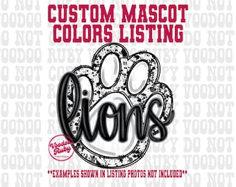 Ontwerp aangepaste leeuwenmascotte: pootafdruk voetbalsublimatie png-illustraties (digitale download)