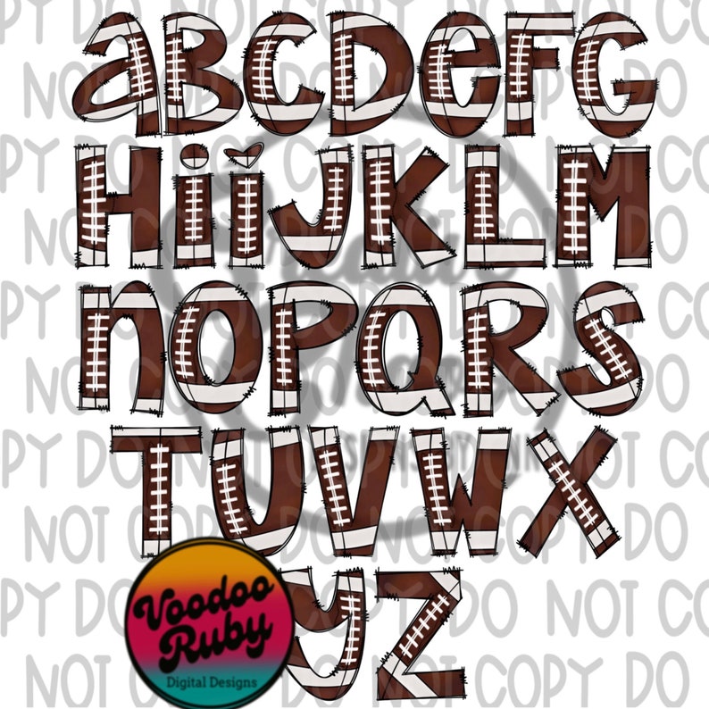 Football Doodle Alphabet: Hand-drawn PNG Letters (digital Download) - Etsy