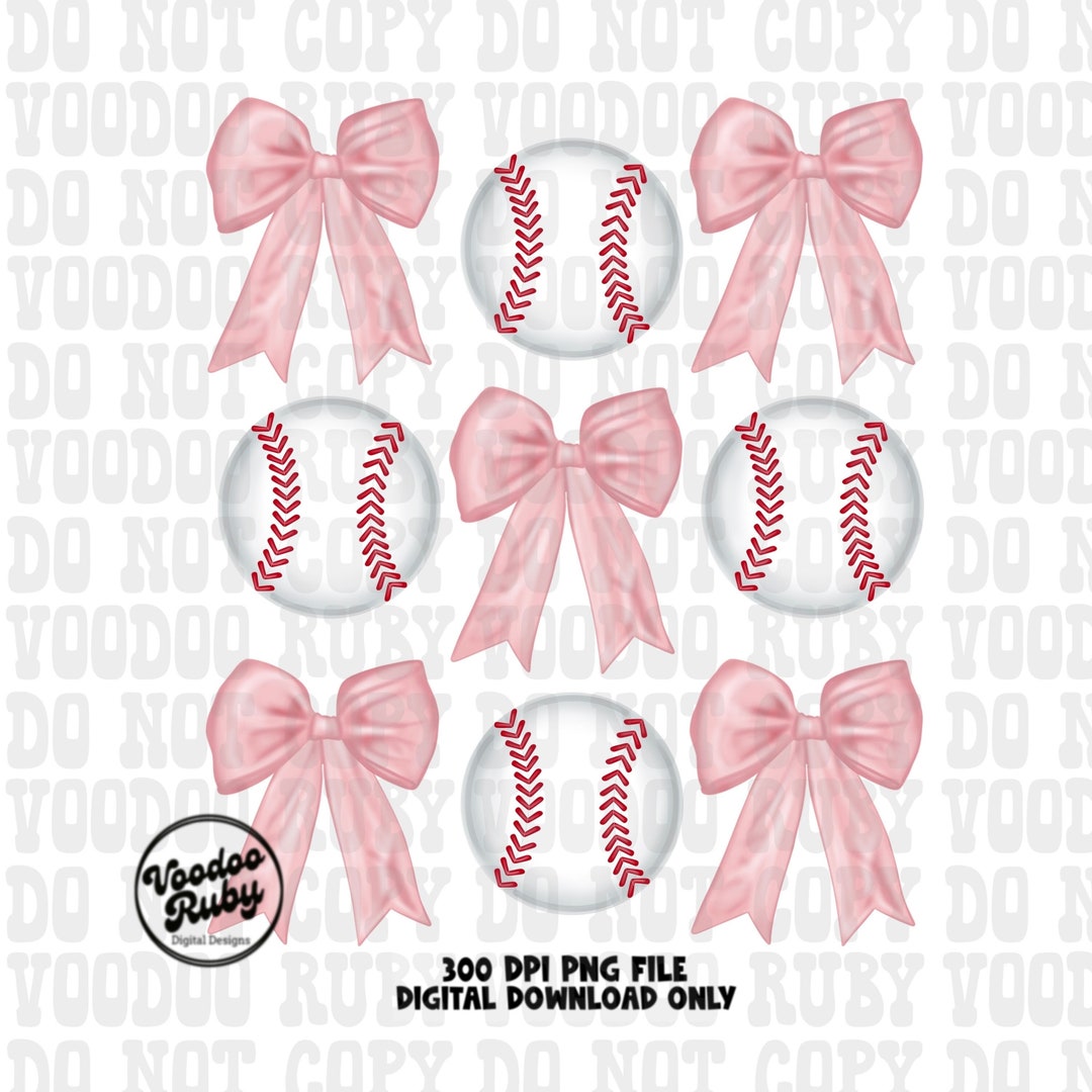 Pink Baseball Pattern Pink Bow Baseball PNG, Girly Coquette Design (digital Download) - Etsy