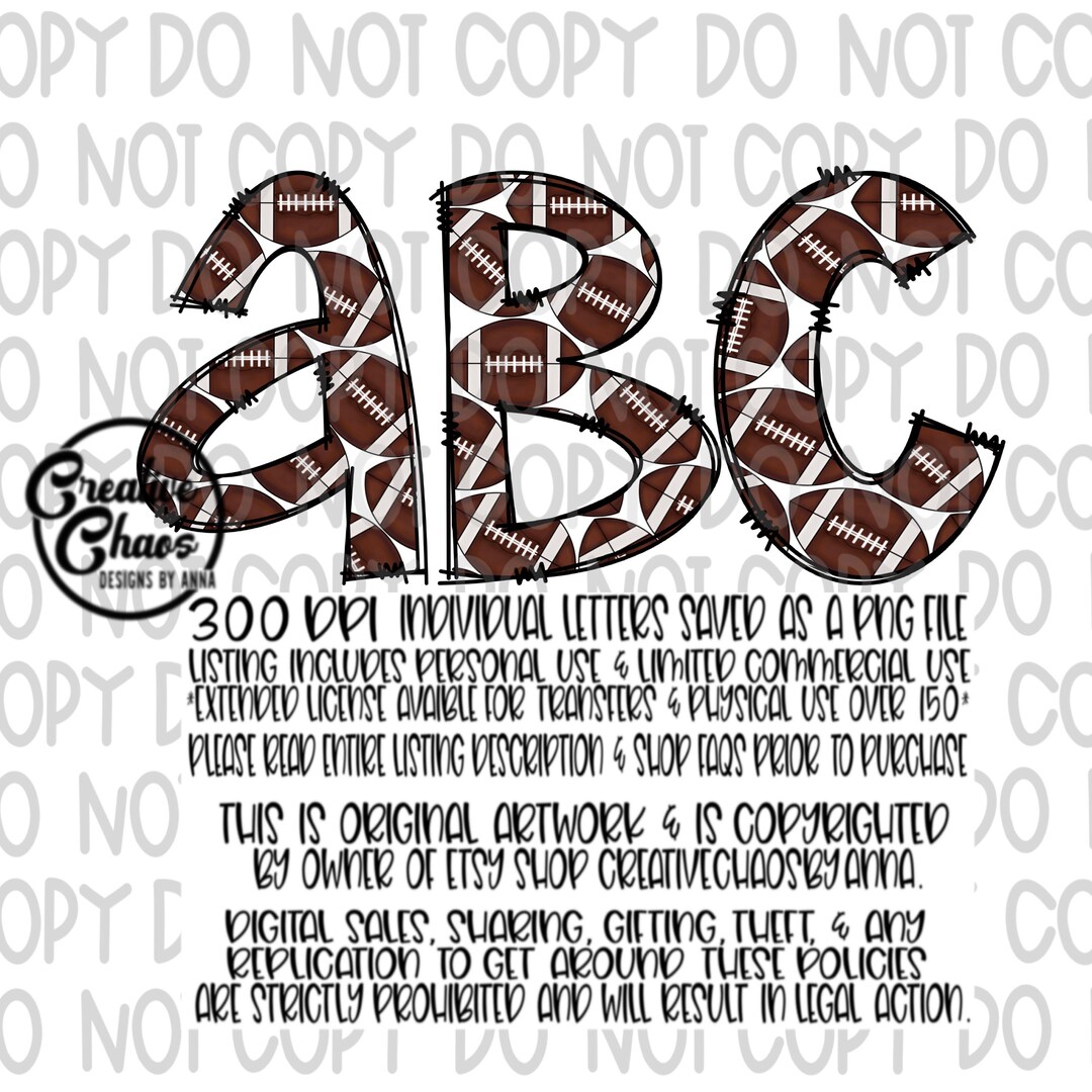 Football Doodle Letters Alphabet Bundle PNG Hand Drawn - Etsy