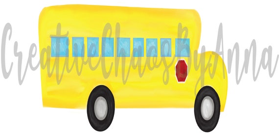 Watercolor Back to School PNG Sublimation Watercolor School Bus Clipart for Digital Download and Printables