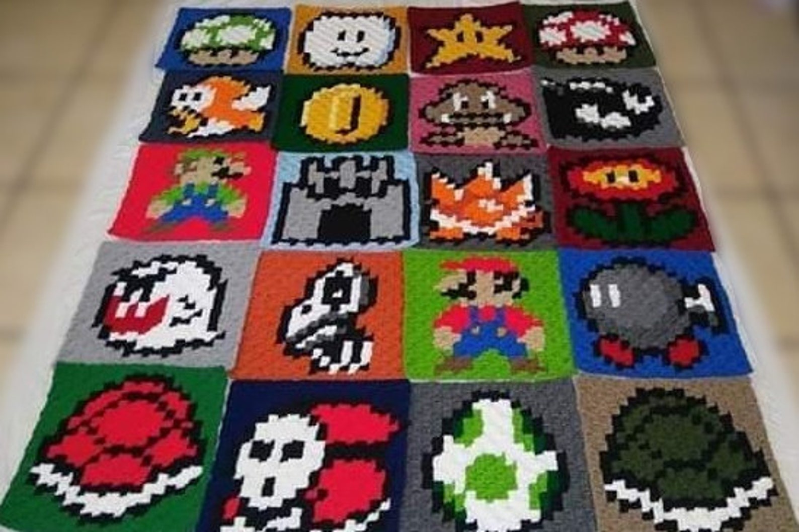 Mario Gamer Blanket *PATTERN ONLY* - Etsy