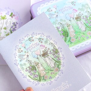Mini quaderno quadrato, sezione appunti, copertina flessibile, A6, anche per quaderno di sistema, coniglio, coniglietto, orecchie cadenti, animale, kawaii, Giappone