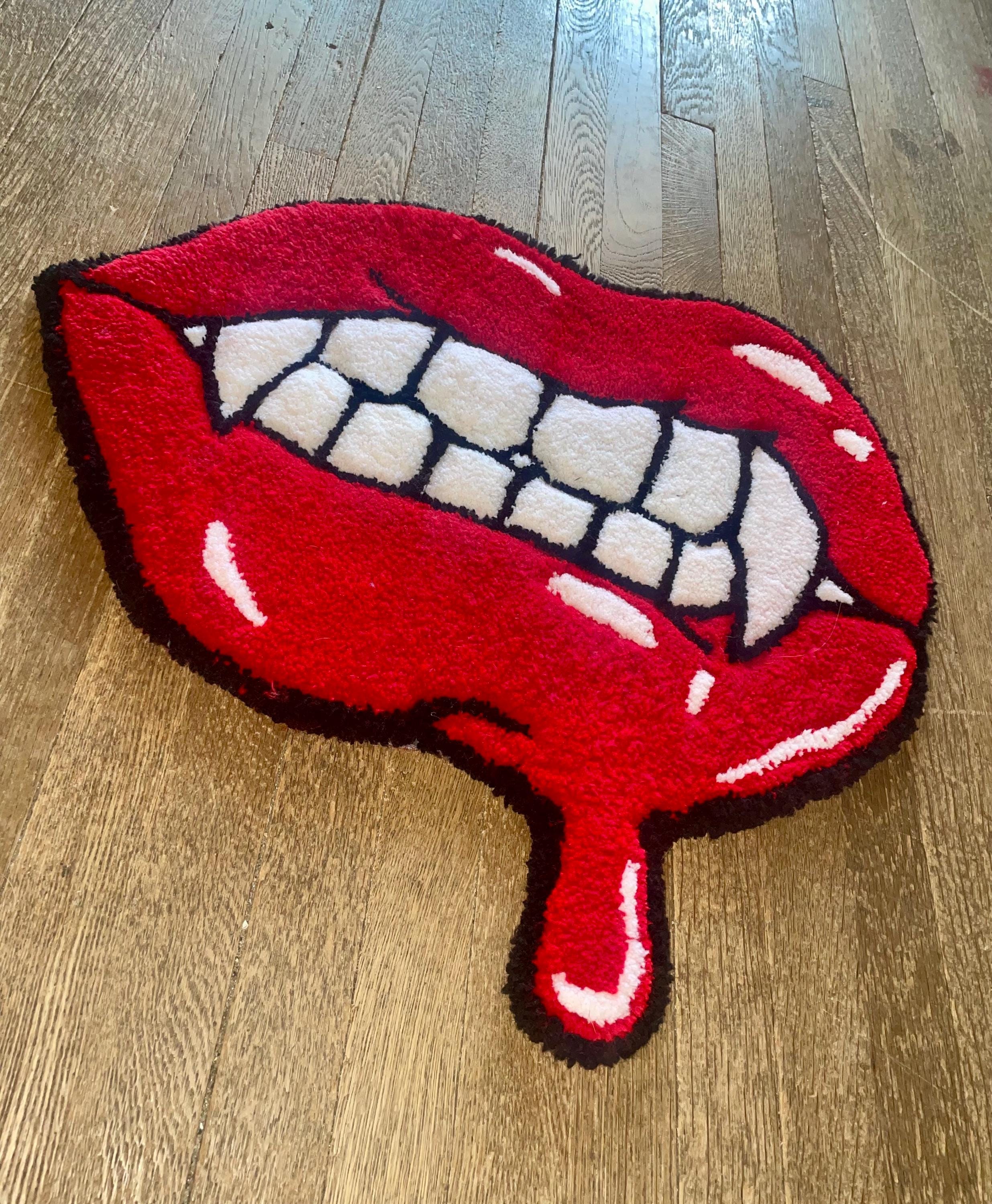 Toom Rug Drip Vampire Lip Drip Tufted Rug (32in. X 20in.) Non-slip Backing ...