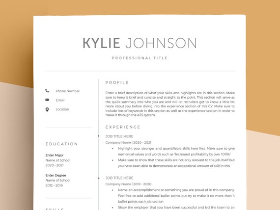 Simple Resume Template Cv Template Modern Resume Template Etsy Simple Resume Template Cv Template Modern Resume Template Etsy