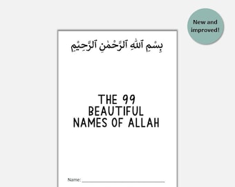 New & Improved - 99 Names of Allah Booklet - English - Arabic - Transliteration - Checklist - Islamic Learning - Adults Children - Printable