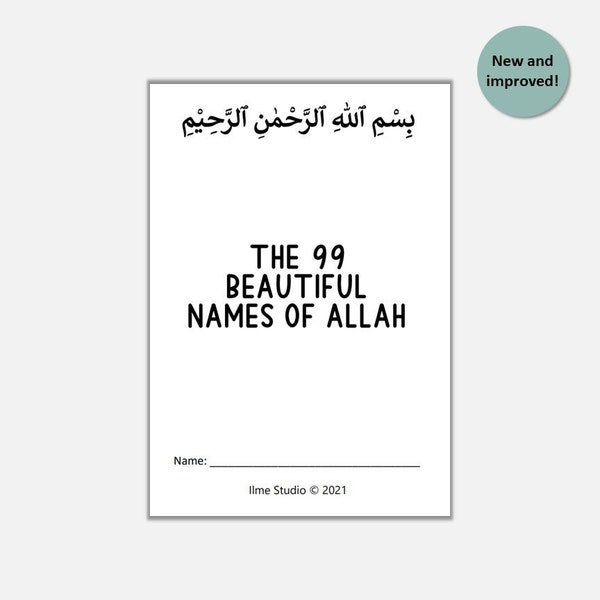 Neu & Verbessert - 99 Namen Allahs Büchlein - Englisch - Arabisch - Transliteration - Checkliste - Islamisches Lernen - Erwachsene Kinder - Printable