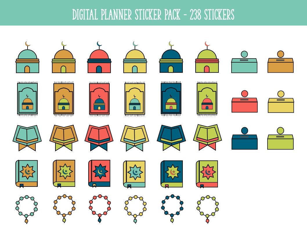 Islamic Digital Sticker Pack - 238 Stickers - Pre Cropped Goodnotes ...