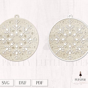 Layered christmas ornament svg files, Snowflake ornament svg laser cut file for machines like Silhouette, Cricut, Glowforge