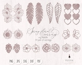 Leather earrings svg bundle, Floral earring svg, Earring template svgs, Teardrop earring svg, files for silhouette