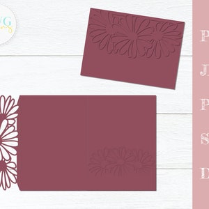 Invitation de mariage svg, svg de mariage, fichier découpé de carte de mariage, Camée silhouette d’invitation de mariage, cricut svg, invitation de marguerite svg