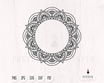 Monogram frame svg, Mandala frame svg, Mandala svg, Mandala cut file, files for silhouette, cricut svg, Monogram frame clipart