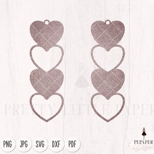 Leather earrings svg, Heart earring svg, Earring template svg, Teardrop earring svg, files for silhouette