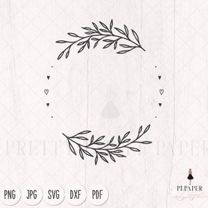 Wreath monogram svg, Round frame svg, Laurel wreath svg, floral frame svg, leaves cut file, card making cutfiles, cricut svg, silhouette svg