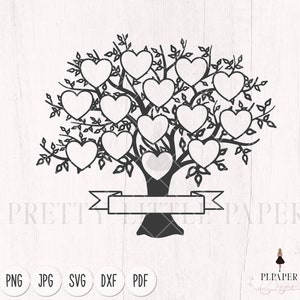 Árvore genealógica svg 14 membros, reunião familiar svg, árvore genealógica personalizada svg 14 nomes, cricut svg, arquivos svg para silhueta