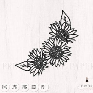 Sunflower svg, Floral wreath svg, flower border svg, sunflower png, sunflower dxf, cricut svg, silhouette