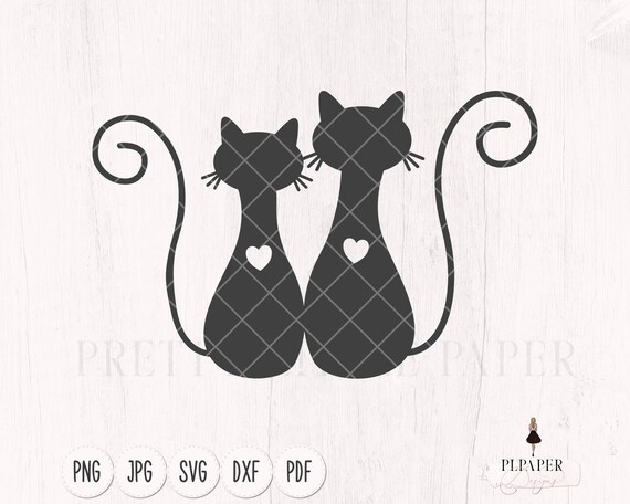 Cute cat svg, Cat cut file, cute cat couple cutfile, digital scrapbooking, cat cutting file, card making, delicate cat pet svg