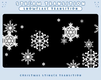 Video stinger transition for christmas, winter stream stinger transition with snowflakes