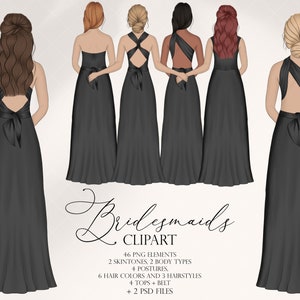 Bridesmaid clipart, Best friends clipart, Bridesmaids,  Wedding clipart, Bride tribe clipart, Bridesmaid illustration, fashion girl design