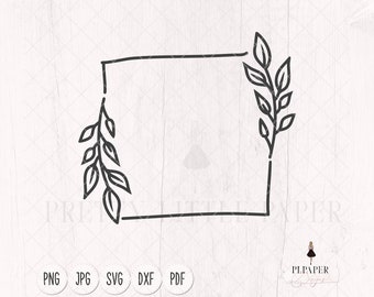 Leaves wreath svg, Leaf frame svg, Laurel wreath svg, square frame svg, leaves cut file, card making cutfiles, cricut svg, silhouette cameo