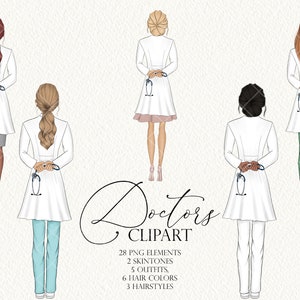 Doctor clipart, Doctor fashion illustration clipart, nurse, Handdrawn pencil drawing, doctor graphic design