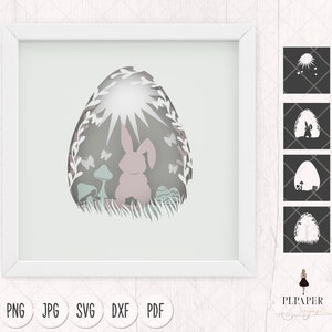 Lapin de Pâques svg, easter lightbox design, bunny shadowbox svg, lightbox svg, shadowbox design, happy easter 3d svg