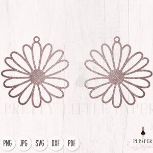 Leather earrings svg, Daisy earring svg, Earring template svg, Floral earring svg, files for silhouette