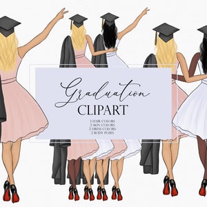 Graduation clipart, Best friends clipart, Customizable Clipart, graduation design, Graduation illustration, Graduating girls illustration