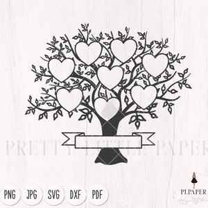Arbre généalogique svg 8 membres, Réunion de famille svg, arbre généalogique personnalisé svg 8 noms, cricut svg, fichiers svg pour silhouette