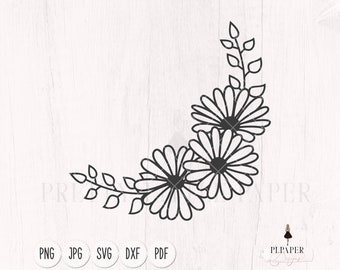 Daisy svg, Daisy flower svg, Svg flowers, Flower svg, daisy svg, floral frame svg, floral border svg, cricut svg, silhouette cameo