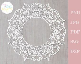 Mandala frame svg, Monogram frame svg, Mandala svg, Mandala cut file, files for silhouette, cricut svg, Monogram frame clipart