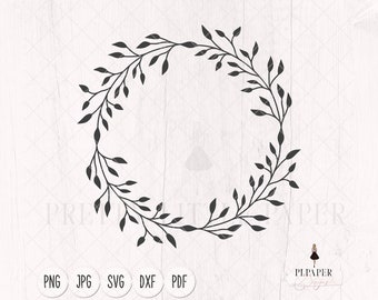 Leaves wreath svg, Leaf frame svg, Laurel wreath svg, floral frame svg, leaves cut file, card making cutfiles, cricut svg, silhouette cameo