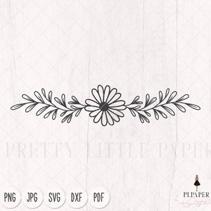 Bordure de marguerite svg, Diviseur de fleurs svg, Fleur simple svg, Décoration de texte svg, Bordure de feuille svg