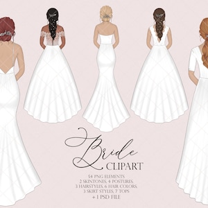 Braut Clipart, Hochzeit Clipart, Hochzeit Braut Clipart, Braut Illustration, Mode Mädchen Clipart, ClipArt Braut, Braut Kleid ClipArt