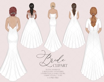 Bride clipart, Wedding clipart, Wedding bride clipart, Bride illustration, fashion girl clipart, Bride clip art, bride dress clip art