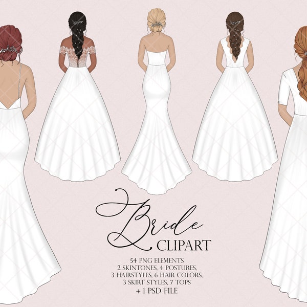 Bride clipart, Wedding clipart, Wedding bride clipart, Bride illustration, fashion girl clipart, Bride clip art, bride dress clip art