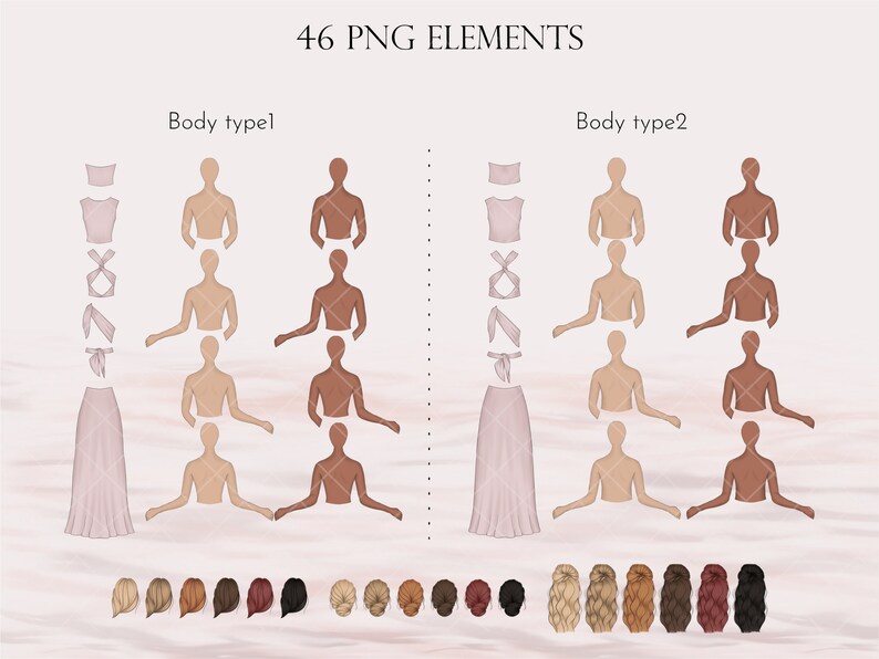 Pink dress bridesmaids clipart, handdrawn bridesmaids illustration, graphic design for commercial use