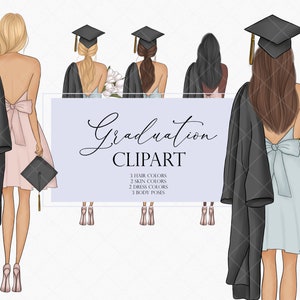 Graduation clipart, Best friends clipart, Graduation girl clip art, Graduation illustration, Graduation girls illustration, commercial use