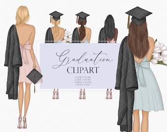Graduation clipart, Best friends clipart, Graduation girl clip art, Graduation illustration, Graduation girls illustration, commercial use