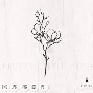 Svg fleurs, Fleur svg, Magnolia svg, svg floral, bordure florale svg, fichier de coupe de fleurs, fichiers de découpe de cartes, cricut svg, camée de silhouette